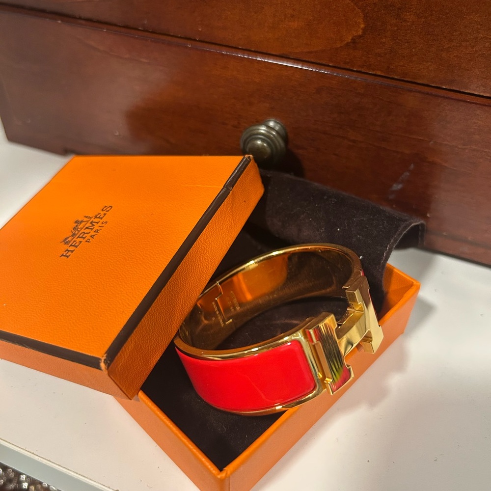 Hermes Red and Gold Women's Bracelet